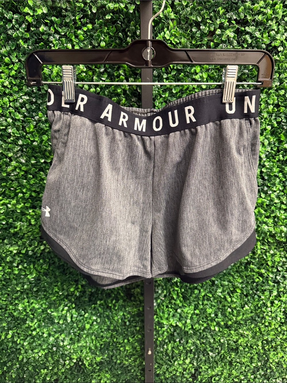 Under Armour Women's Heather Gray Athletic Shorts with Black Waistband